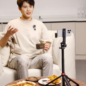 Ulanzi A100 wireless lavalier microphone complete kit with transmitters, receiver, charging case, and adapters for professional video production