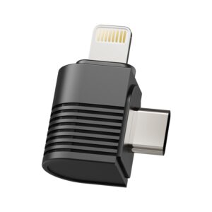 Ulanzi A100 wireless lavalier microphone dual-channel receiver with USB-C and 3.5mm TRS adapters for camera and smartphone recording