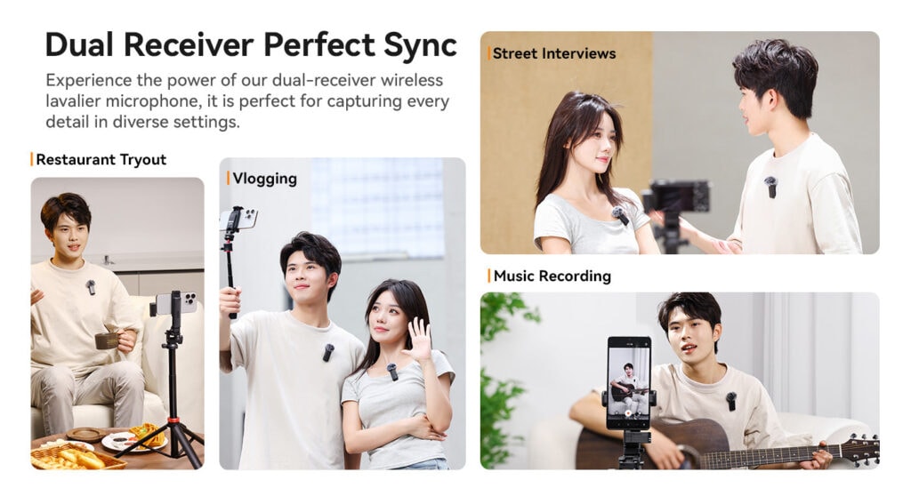 Wireless Lavalier Microphone for Ulanzi A100, ideal for vlogging, interviews, and music recording. Compact, easy to use, and perfect for capturing high-quality audio in various settings.