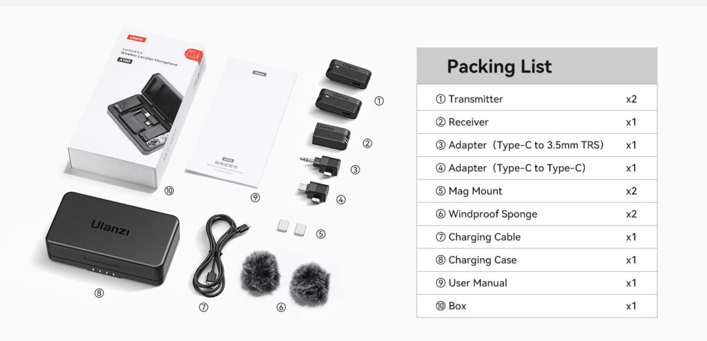 Wireless Lavalier Microphone for Ulanzi A100, compact and easy to use.