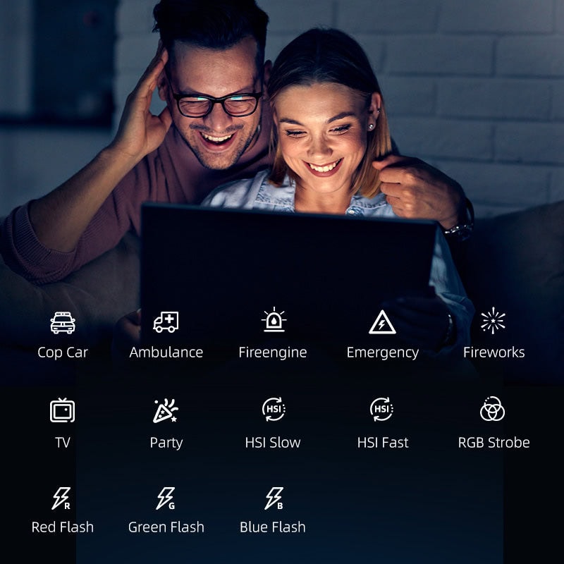 Rechargeable mini RGB light for photography and videography. Compact, versatile, with multiple colour modes including RGB strobe, ideal for creative lighting in various settings.