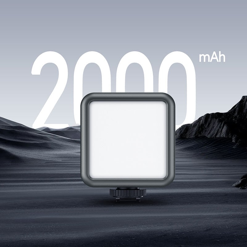 Rechargeable mini RGB LED light with 2000mAh battery for versatile lighting. Compact design ideal for photography, videography, and content creation in various environments.