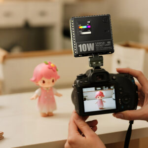 Ulanzi C10RGB used for vlogging and photography with adjustable RGB colors and brightness for creative projects