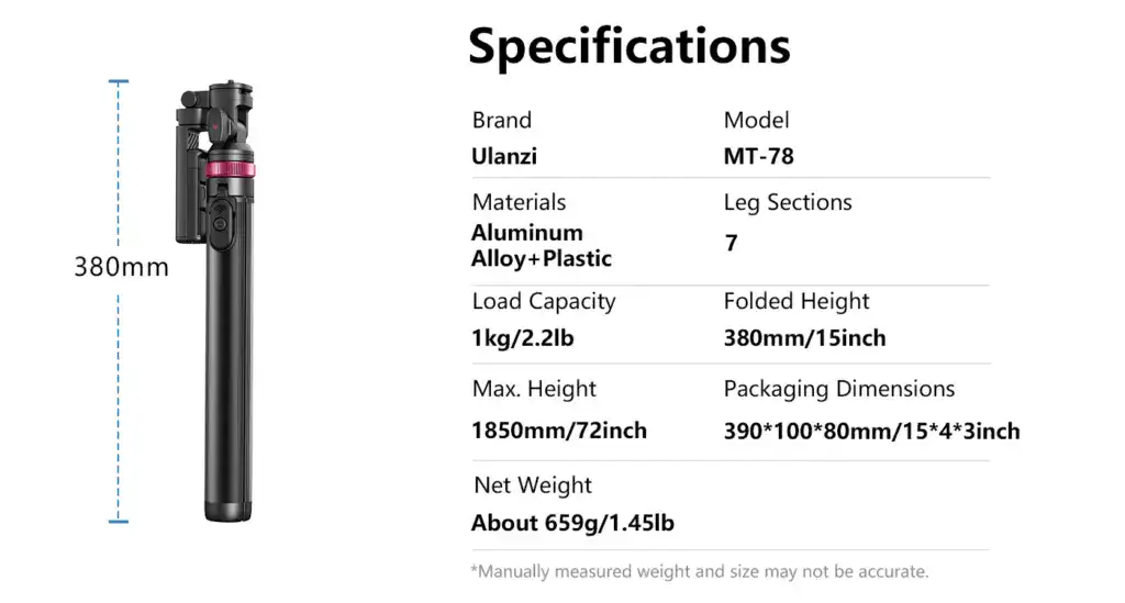 78 quick-release tripod featuring cold shoe mount for versatile camera and accessory setup. Lightweight, durable aluminium alloy design with adjustable height for professional photography and videogra.