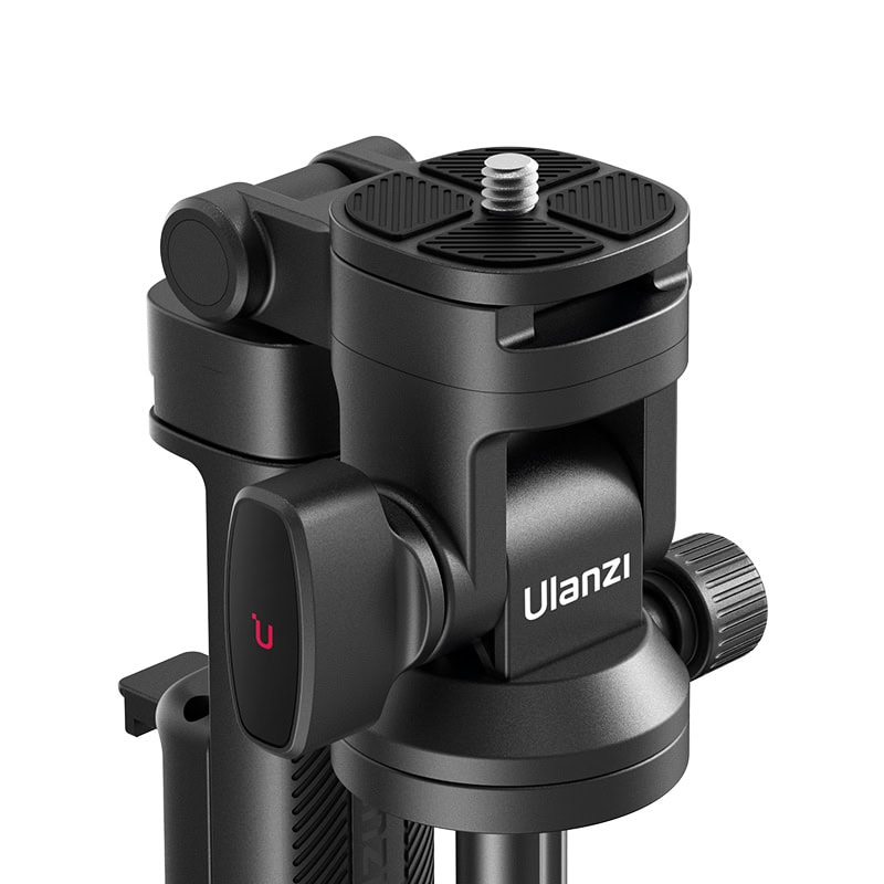 Ulanzi MT-78 ball head close-up showing Ulanzi branding, quick-release plate, adjustment knobs, and cold shoe accessory mount