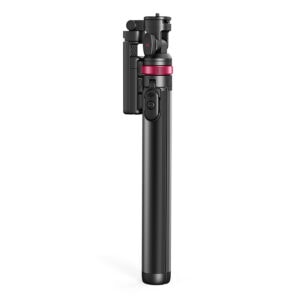 Ulanzi MT-78 tripod fully collapsed and folded for portable storage showing compact design with ball head, Bluetooth button, and red locking ring