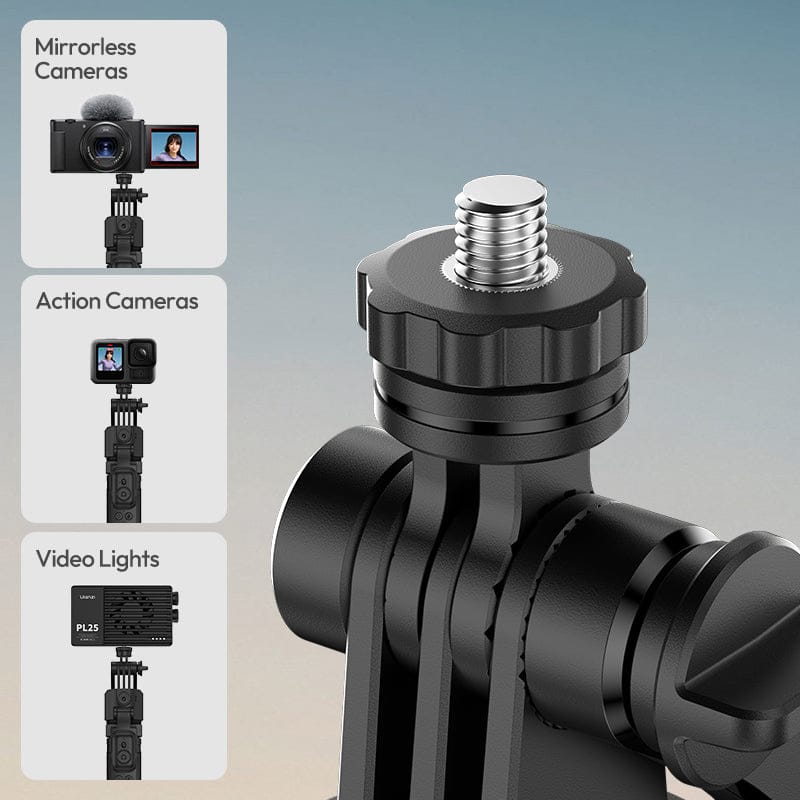 Tracking selfie stick tripod for smartphones and cameras. Compact, versatile, ideal for vlogging, live streaming, and content creation with smooth tracking and adjustable angles.