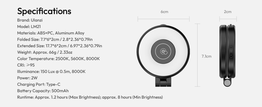 Ulanzi LM21 magnetic fill light black available in Sri Lanka MebuLink