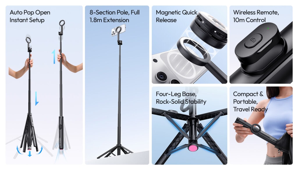 Ulanzi SK-21 lifestyle features magnetic tripod in use