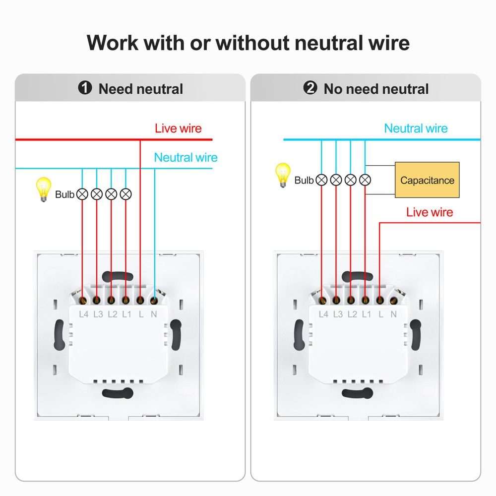 MebuLink  Smart switch WiFi 4-gang wall switch touch control